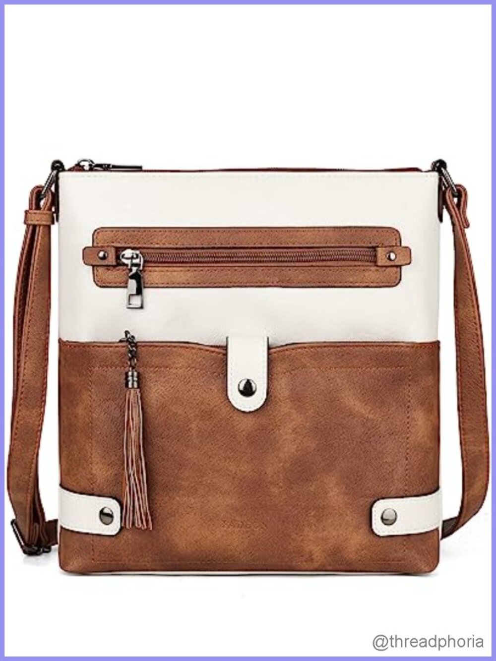 Waterproof Faux Leather Crossbody Purse, Multi-Pocket Women's Travel Handbag